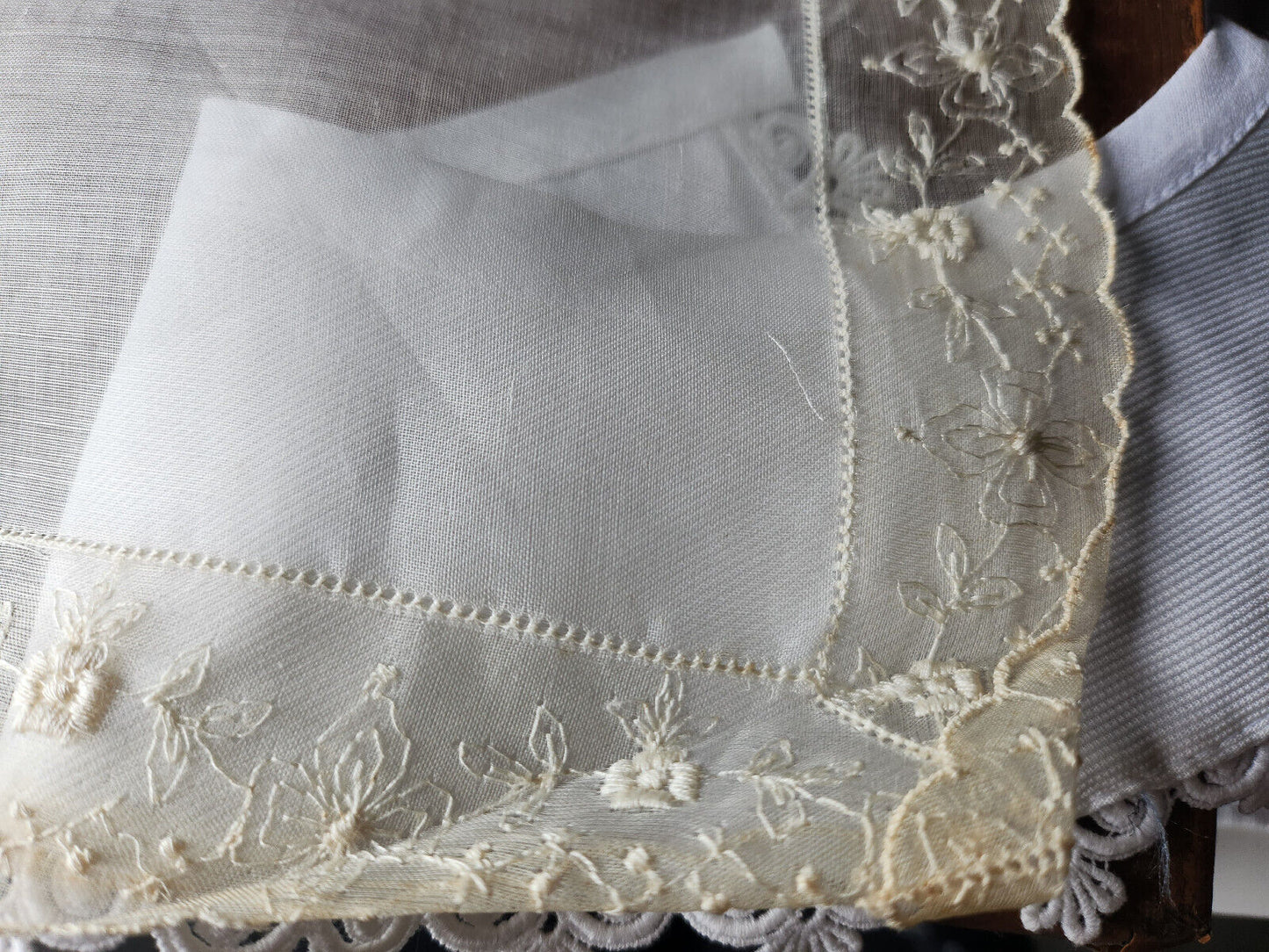Joli col ancien etamine tissu fin amidonner grand adulte B7-7
