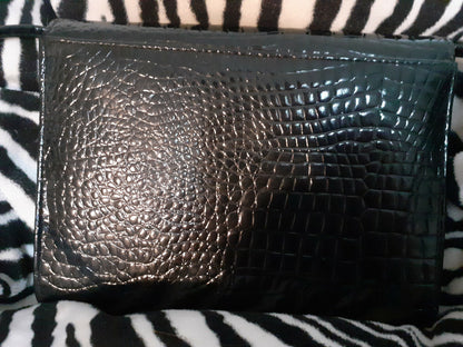 Ancien sac en main noir façon reptile bandoulière vintage retro