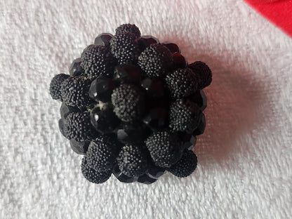 Bouton vintage parurier collection resine perle noir bijoux  2,5 cm D13E