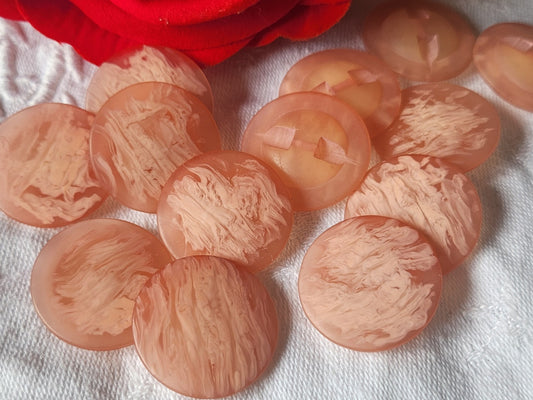 Lot 6 boutons vintage à pied mat rose lisse 2,3 cm ref 1963