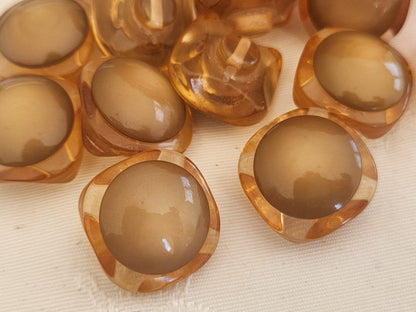 Lot 6  boutons vintage marron superbe  transparent à pied 2 cm 20 mm  ref 6249