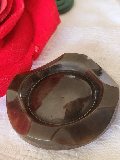 Énorme bouton ancien art déco marron ombragé épais laiton 4,3 cm ref 3846