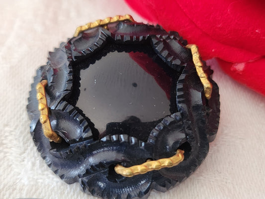 Collection gros bouton ancien bleu sorte d'agrafe 2 parties 3,4 cm G2T
