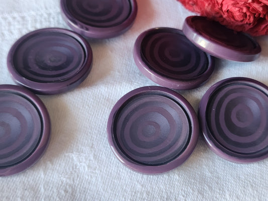 Lot 6 gros boutons vintage alveole violet ped 2,8  cm ref 5547