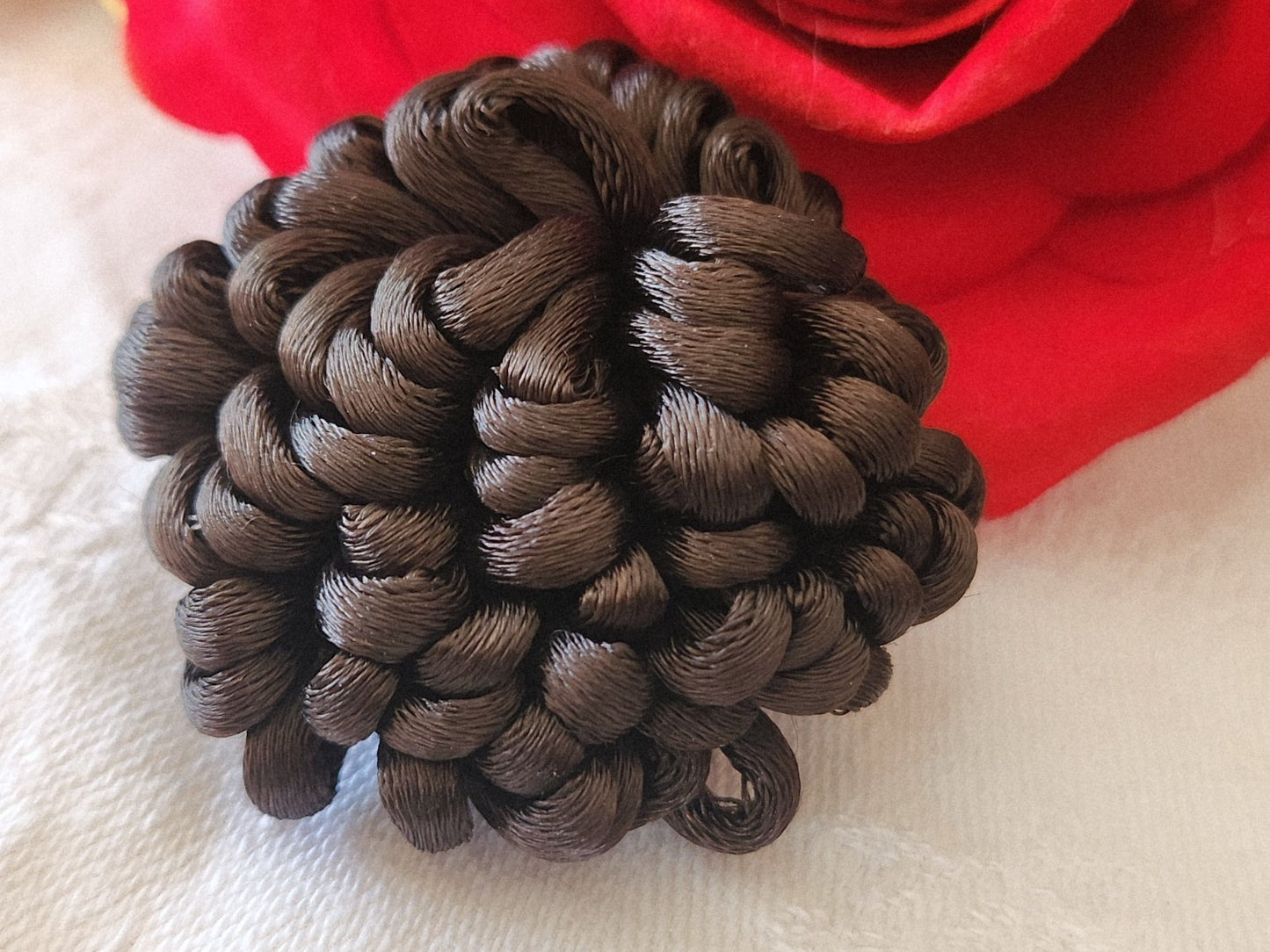 Haute couture gros bouton ancien  passementerie marron 4 cm XXL ref 3894
