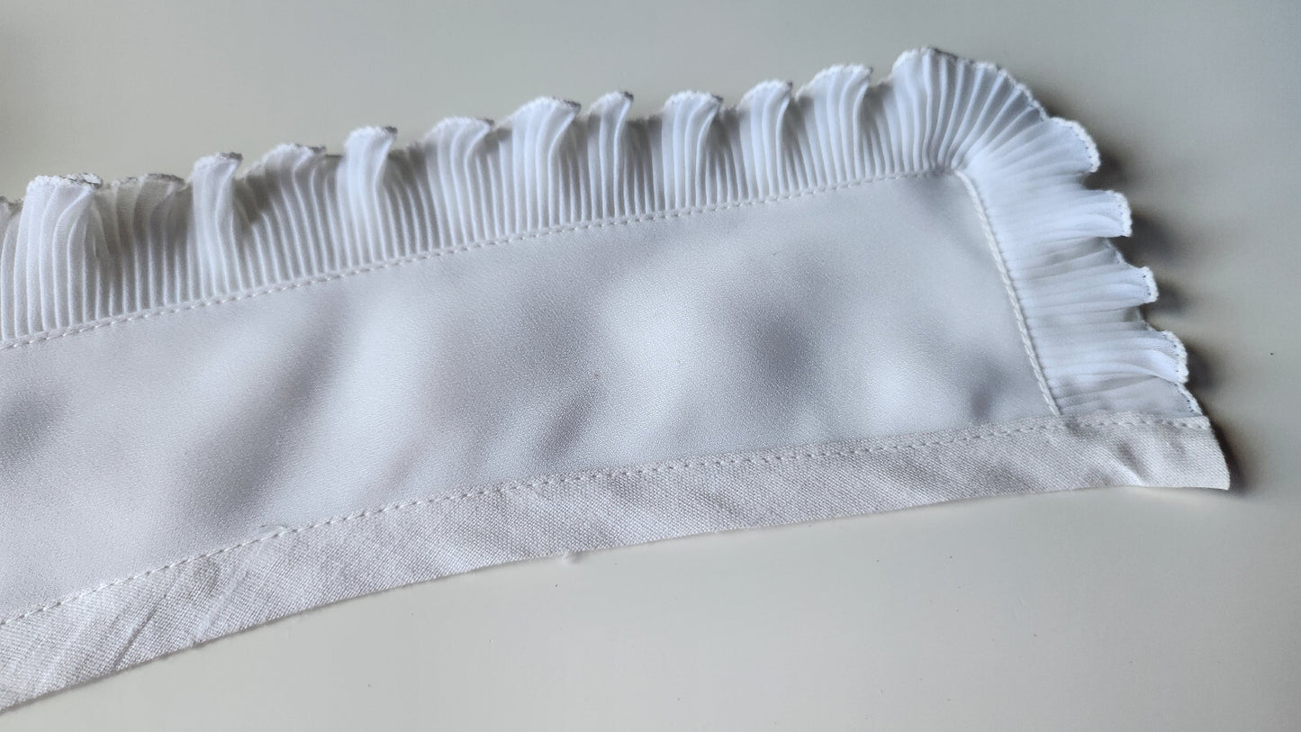 Ancien  col tissu ansparent pourtour plissé blanc froufrou vintage  B1-39