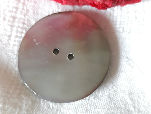 Enorme bouton ancien en nacre grise 3,8 cm XXL   G18F