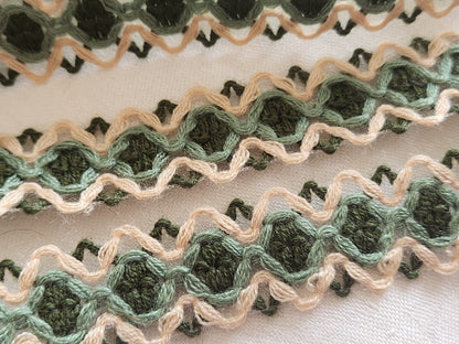 Galon vintage vert beige 2 m 20 sur 2,4 cm A5