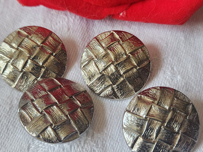 Lot 4 boutons vintage métal argenté  à pied 2,2 cm ref 2234