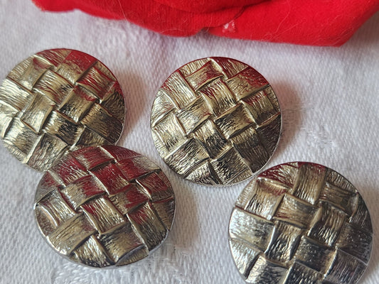 Lot 4 boutons vintage métal argenté  à pied 2,2 cm ref 2234