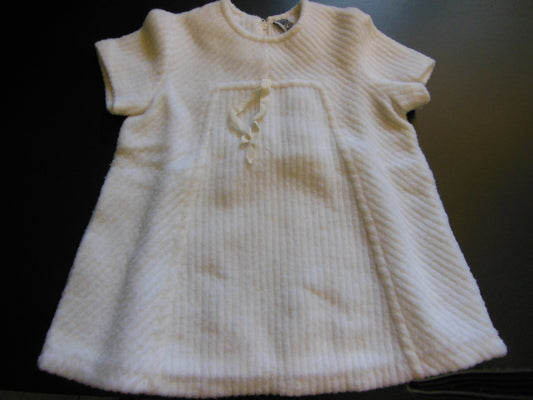 Petite robe ancienne enfant poupée blanc épaisse pur vintage B4