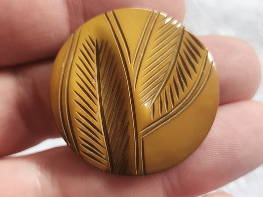 Collection bouton ancien camel camaieu motif feuillage relief 3,3  cm D5N