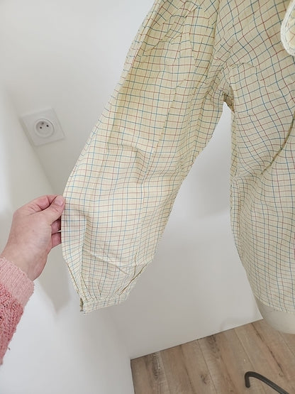 Pur vintage ancienne blouse haut manche jaune carreaux 42/44?   ref portant