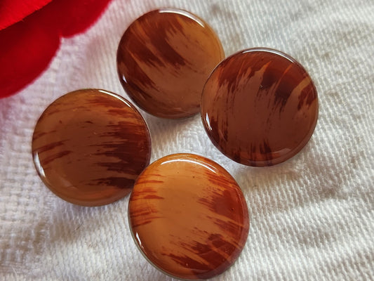 Lot 4  boutons vintage monture métal ocre orangé 1,8 cm ref 2045