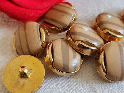 Lot 6 boutons vintage marron doré kitch 2,2 cm pied ou 22 mm ref 6564