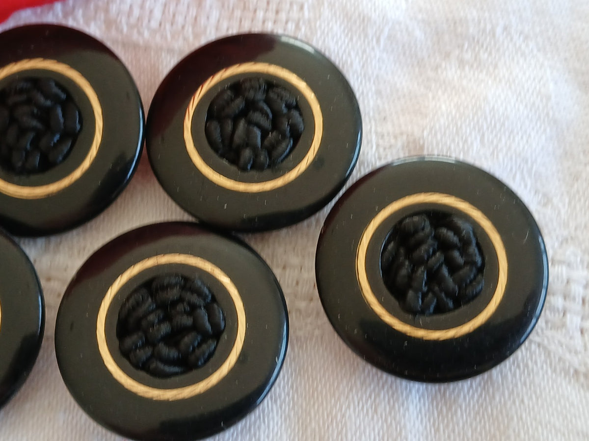 Lot 5 boutons anciens passementerie noir pied 2,7 cm ou 27 mm gros ref 6464