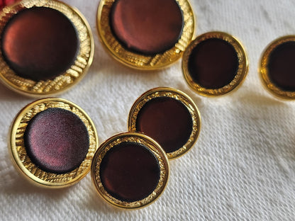 Lot 8 boutons vintage doré marron acrylique 1,2 cm à 2 cm ref 1215