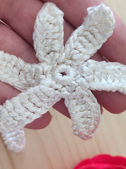Lot 3 fleurs vintage au crochet blanc brillant dentelle incrustation  T7