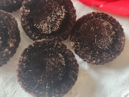 Lot 6 boutons anciens passementerie prune/marron 3,1 cm ref 3541