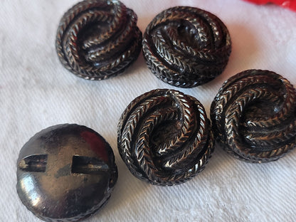 Lot 5 volumineux boutons vintage resine pied 2,2 cm ref 2584