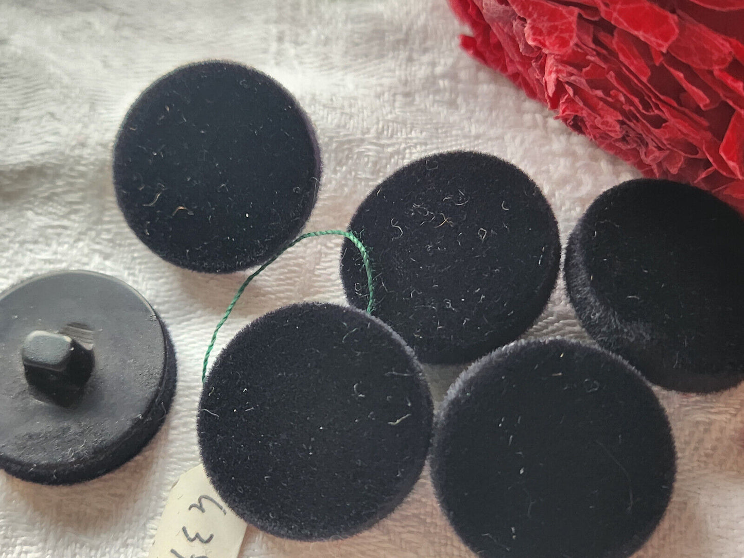lot 6 boutons vintage doudou noir à pied passementerie 2,3 cm ref 3067
