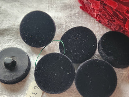 lot 6 boutons vintage doudou noir à pied passementerie 2,3 cm ref 3067