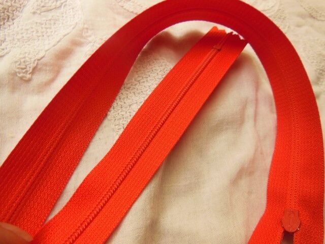 Grande fermeture éclair 50 cm rouge orangé  non- séparable  robe A26