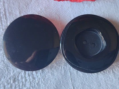 Duo superbes boutons vintage noir hyper lumineux  3, 4 et 3,5  cm ref 2897