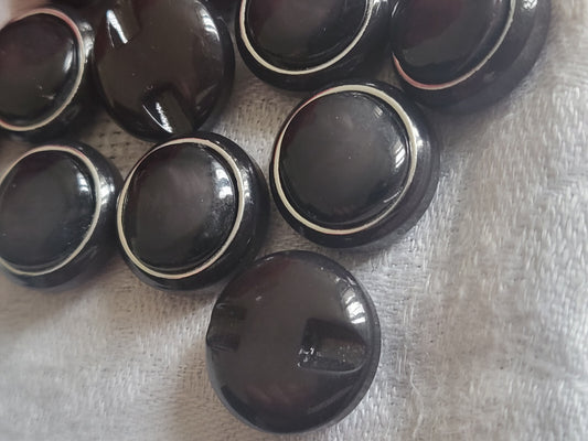 Lot 5 boutons vintage gris à pied plat bombé métal joli 2,3 cm ref 1938