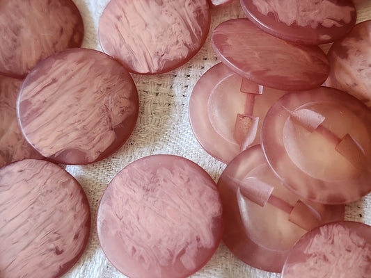 Lot 6 boutons vintage rose veiné plat pied mat 2,3 cm ref 3196