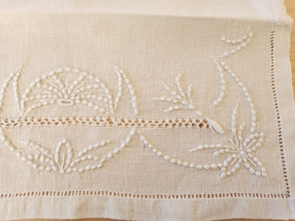 Ancien porte serviette  fait main dentelle broderie  pochette 11 cm sur 25 cm B8
