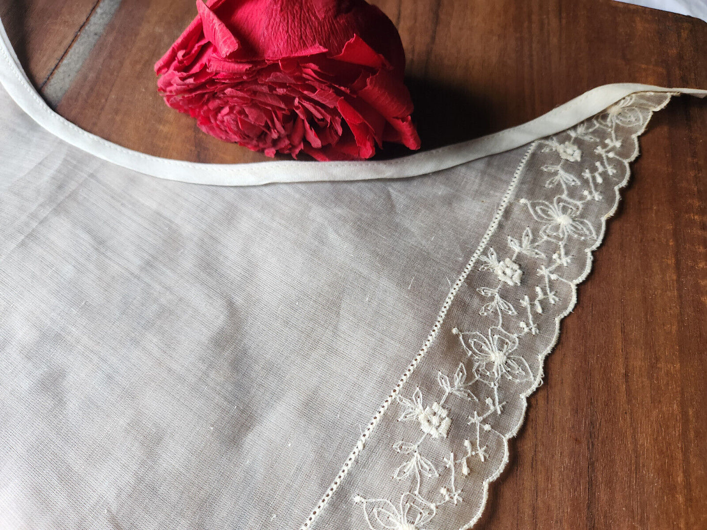 Joli col ancien etamine tissu fin amidonner grand adulte B7-7