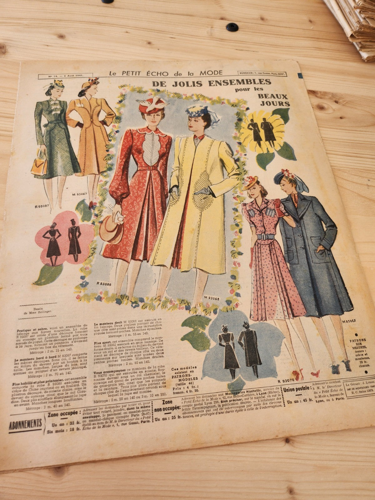 Le petit echo de la mode 1941 n°14 blouse jupe  revue mode française