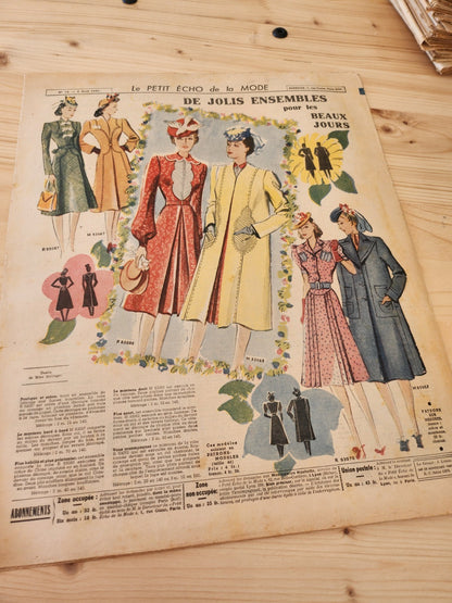 Le petit echo de la mode 1941 n°14 blouse jupe  revue mode française