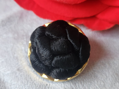 Gros bouton en résine et passementerie ancien vintage 2,4 cm D16G