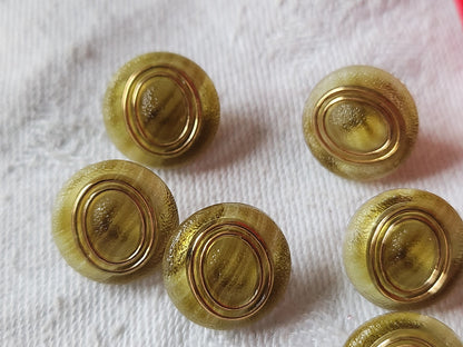 Lot 6 boutons vintage en verre teinte à definir 1,3 cm à pied ancien ref 5317