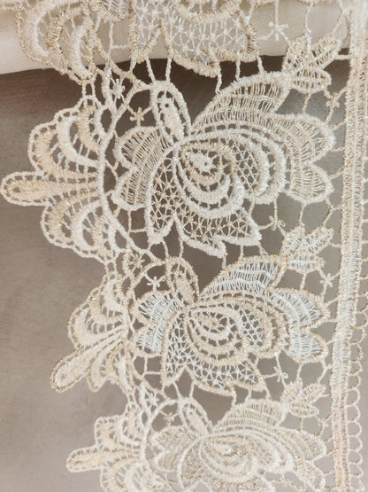 Très large  dentelle vintage  style macramé 3 mètres  18,5 cm A5