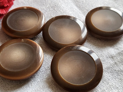 Lot 5 gros boutons vintage marron travaillé  pied originaux 2,8  cm ref 1166