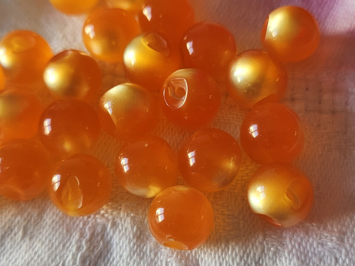 Lot 16 boutons vintage boule lumineux orange mini 0,9 cm ref 6145