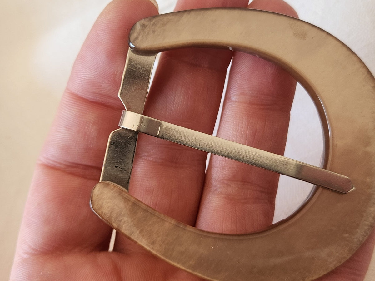 Très grosse boucle de ceinture vintage superbe marron glacé