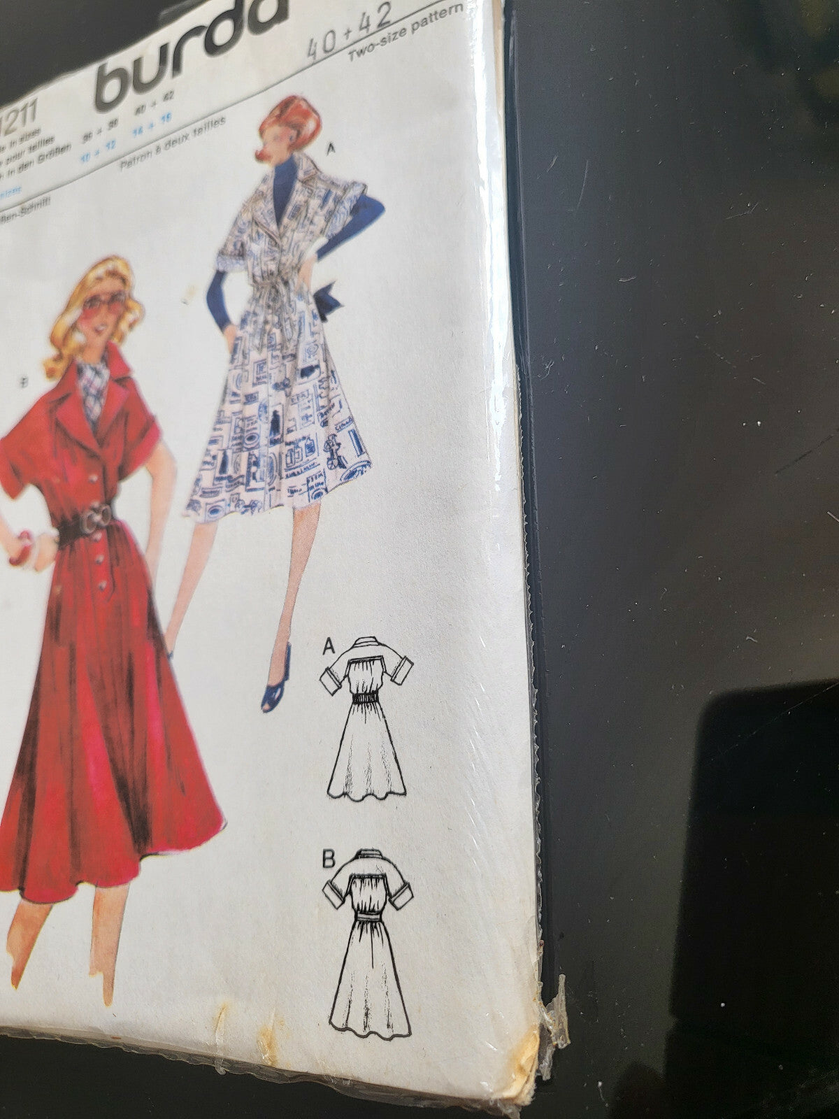 Patron Burda 2122 11 année 70 robe ancien taille  40 42 