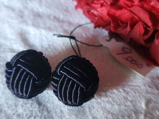 Duo boutons anciens  en passementerie boule bleu   1,5 cm D3F