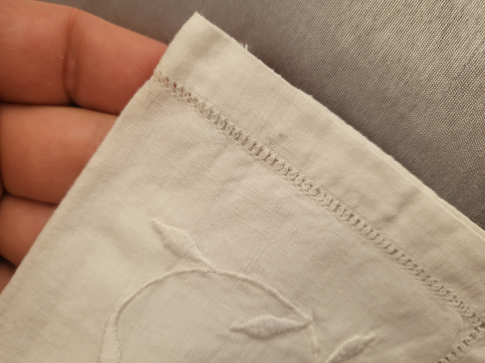 Duo portes serviettes anciens  pochette brodée fil tiré B6