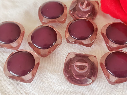 Lot 6 gros boutons vintage superbe violet pied 2,3 cm ou 23 mm ref 6436