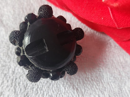 Bouton vintage parurier collection resine perle noir bijoux  2,5 cm D13E