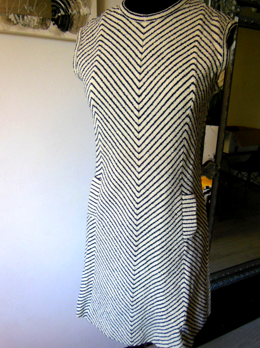 Pur vintage robe ancienne tricosa style marinière épaisse superbe écru 38 ?B5