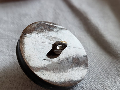 Gros bouton ancien cœur doré collection marron pied 3 cm 30 mm D17l