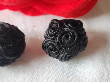 lot 6 boutons vintage noir passementerie fleur pied 1,8 cm ref 3554