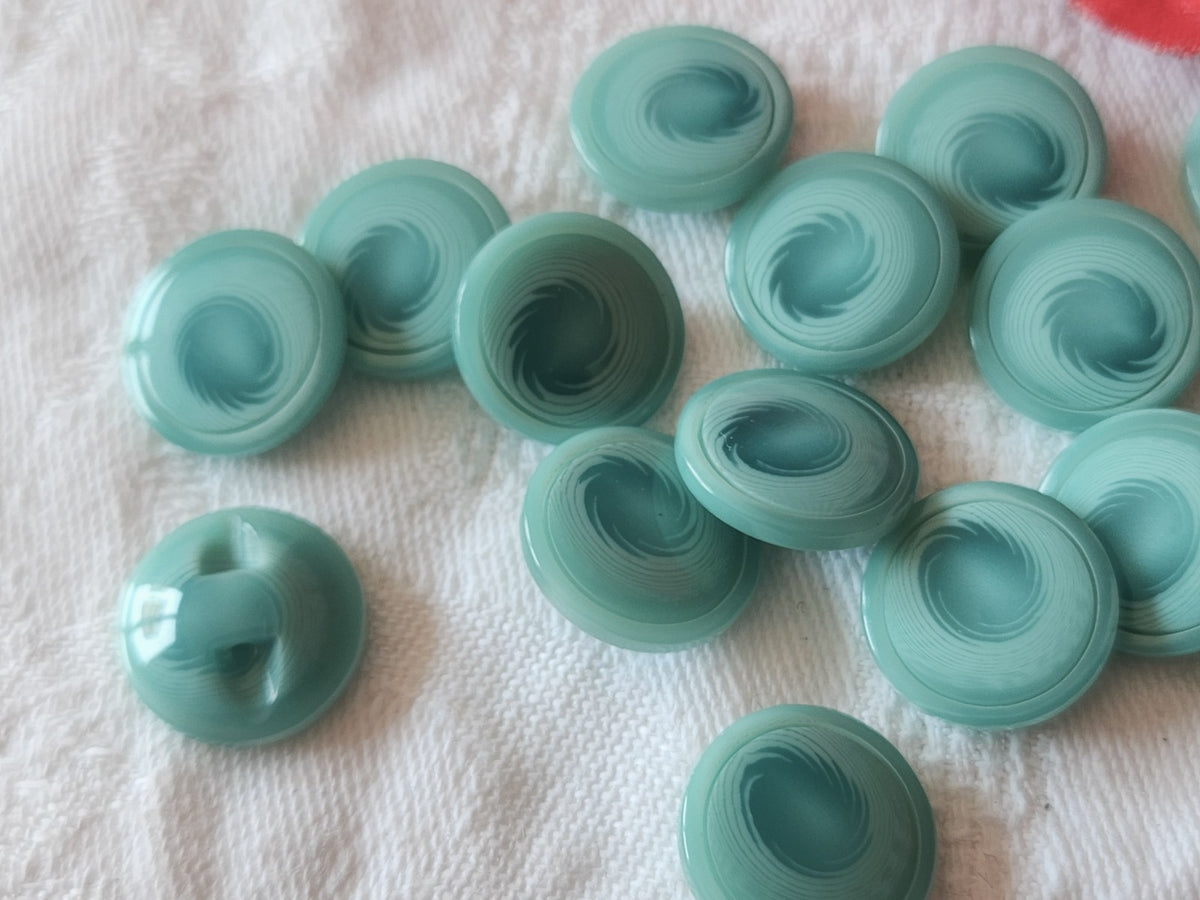 Lot 14  boutons vintage camaïeu bleu pied 1,5 cm ref 6064