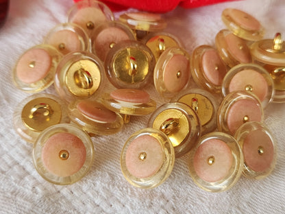 Lot 12 boutons vintage cœur rose  pied métal 15 mm ou 1,5 cm ref 6410